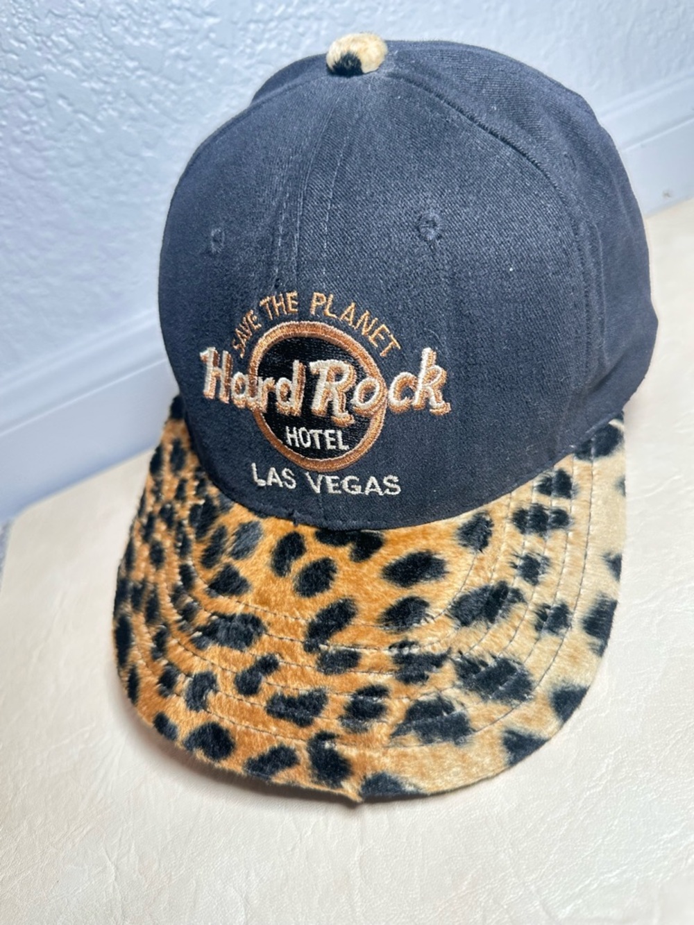 Vintage Hard Rock Hotel Las Vegas Hat Cap Leopard Cheetah Print